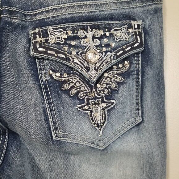 True Luck Jeans size 13/14 Mid Rise Boot Cut Bling - Picture 14 of 14